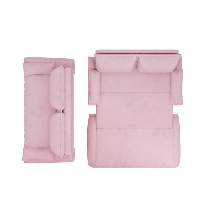 73" Queen Convertible Sleeper Sofa, 3-in-1 Pull Out Sofa Bed, Velvet Upholstery, Space-Saving Loveseat for Small Spaces