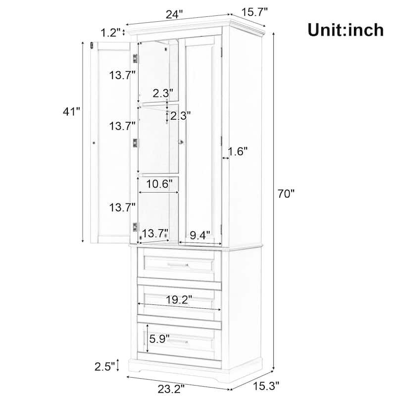 Tall Storage Cabinet with Three Drawers
