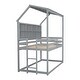 preview thumbnail 6 of 16, Twin House Loft Bunk Bed Kids Bed with Guardrails Semi-enclosed Roof Bedside Shelves and Ladder, Grey