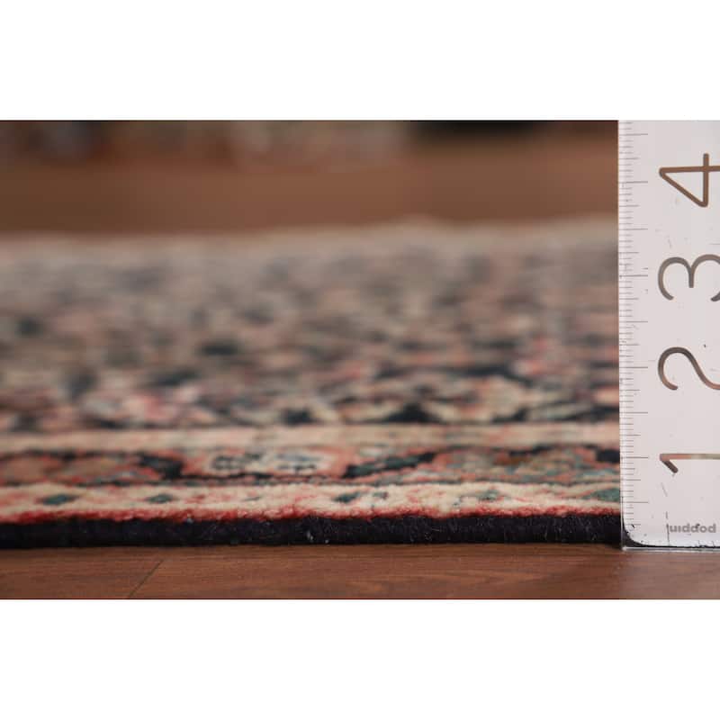 Geometric Mahal Vintage Persian Runner Rug Handmade Wool Carpet - 3'5" x 11'1"