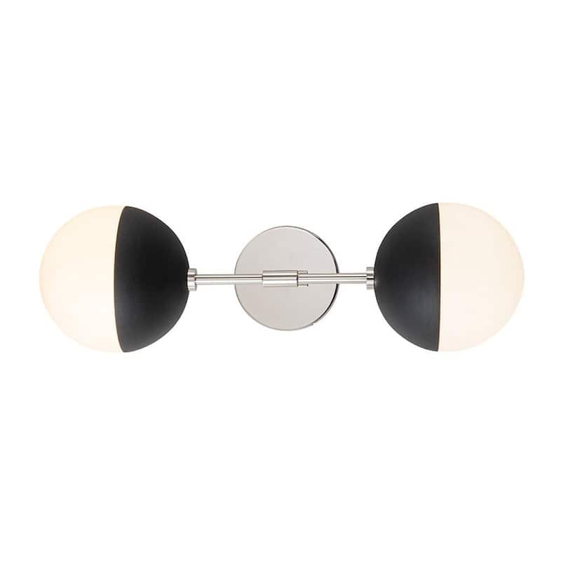 Mid-century 2-Light Opal Glass Globe Armed Wall Sconce