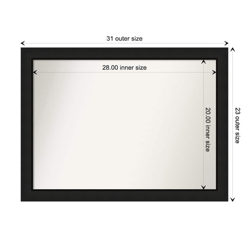 Midnight Black Narrow Framed Non-Beveled Custom Wall Mirror, Bathroom Vanity Mirror - Outer Size: 31.25 x 23.25