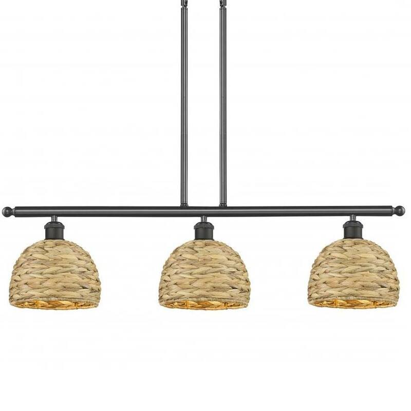 Innovations Lighting 516-3I-11-36 Woven Ratan Linear Woven Ratan 3 - Oiled Brass