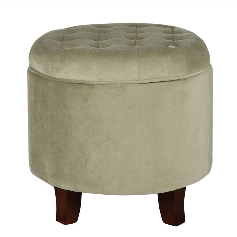 Button Tufted Velvet Upholstered Wooden Ottoman with Hidden Storage
