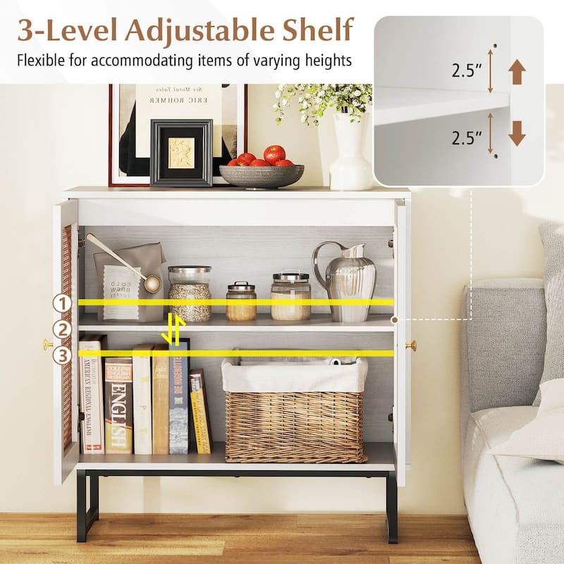 Costway Buffet Cabinet with 2 Doors Adjustable Shelf Metal Legs Accent - See Details
