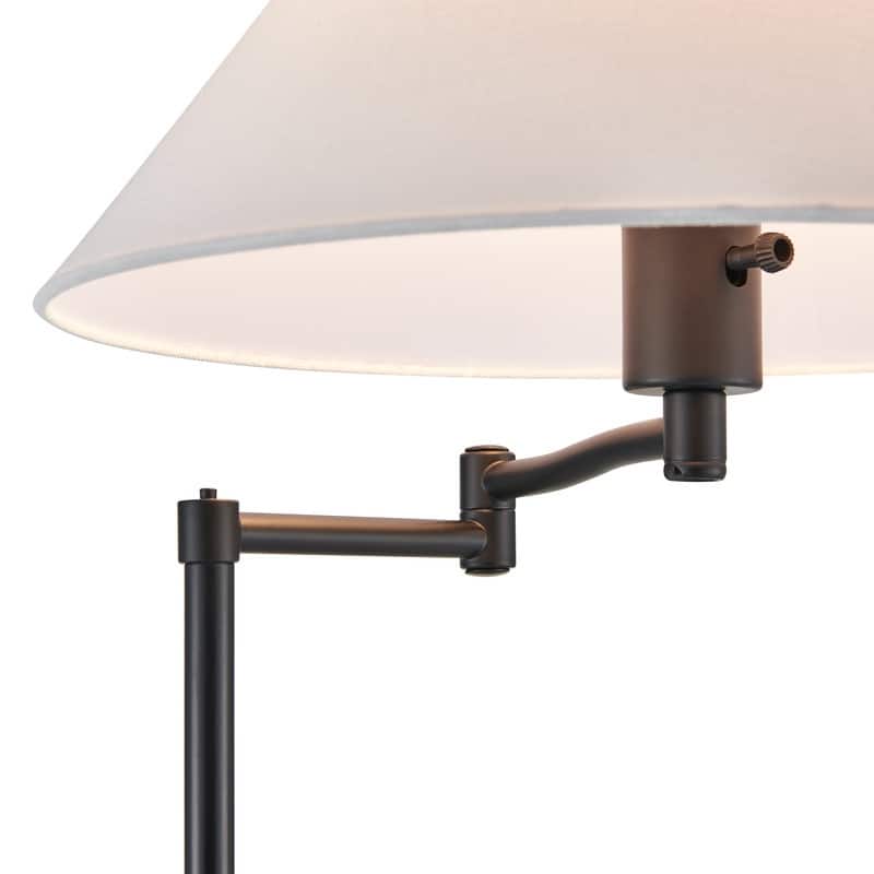 KAWOTI Modern Swing Arm Floor Lamp with Conical White Shade - W21.25" x D 15.5" x H62.25"