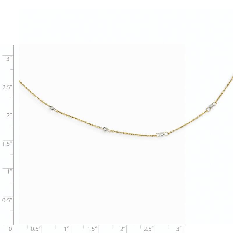 Curata 14k Two Tone Gold Ropa Mirror Bead Necklace, 16+2"