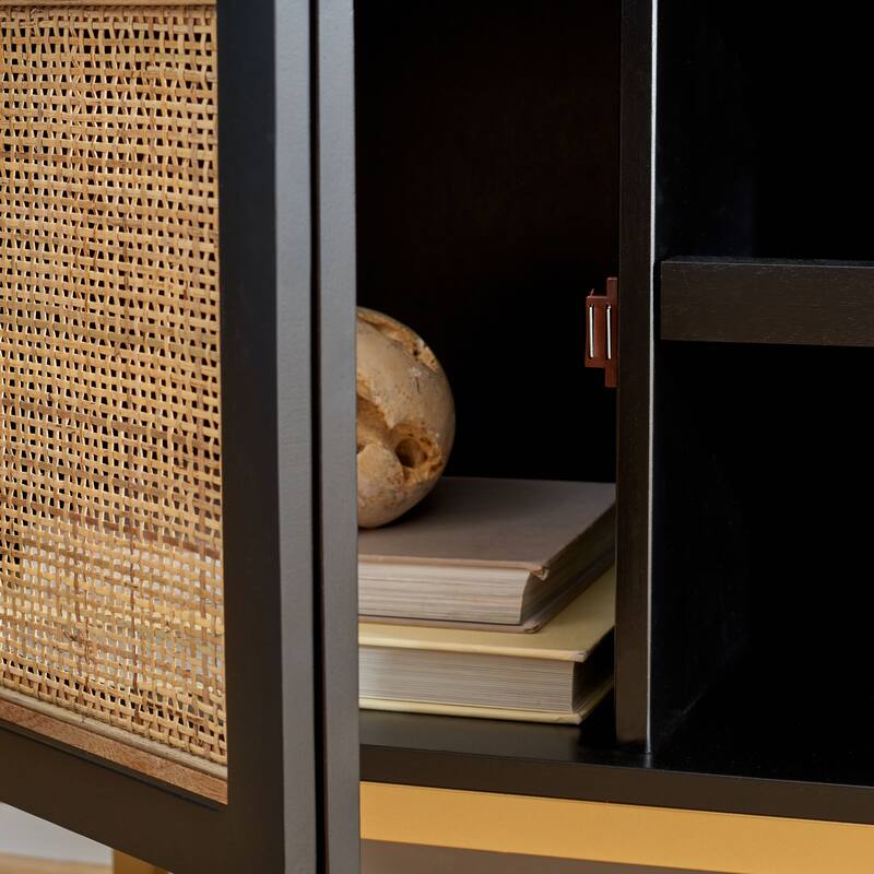 SAFAVIEH Zadie 1 Shelf Rattan Media Stand - 54" W x 15" D x 22" H