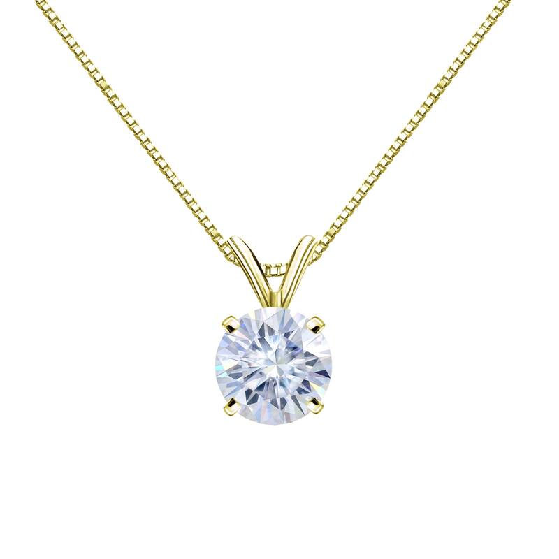 Auriya 3 1/2ctw Solitaire Moissanite Necklace 14k Gold - 9.8 mm - Yellow