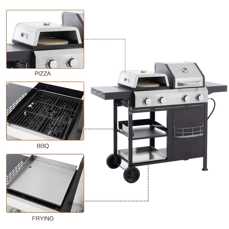 2+2 Multi-function Burner Gas Grill and Griddle Combo with Cover
