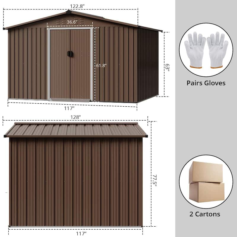 Outdoor Storage Shed, with Sloped Roof & Lockable Door