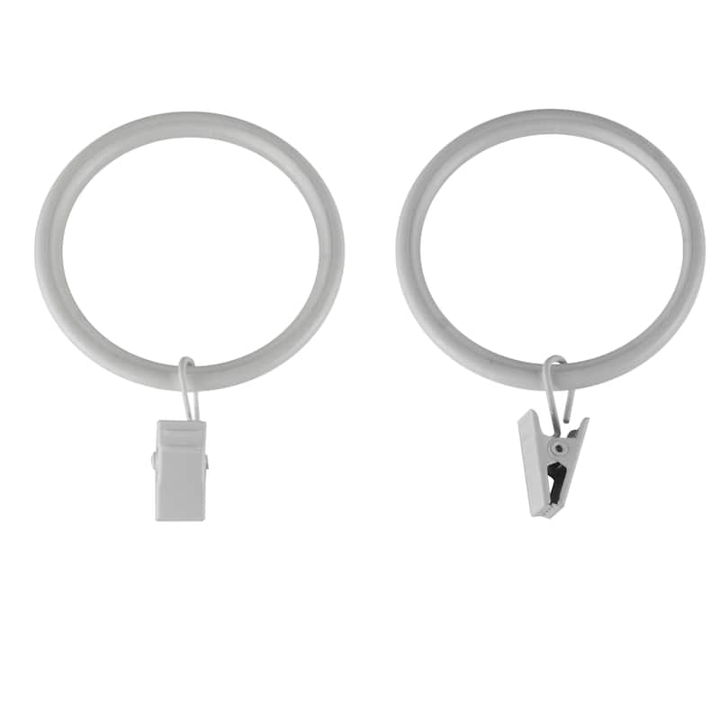 InStyleDesign 1-7/8 inch Noise-Canceling Curtain Rings w/Clip (Set of 10) - White