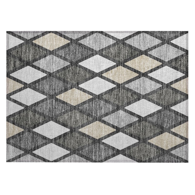 Machine Washable Indoor/ Outdoor Chantille Diamond Prism Rug