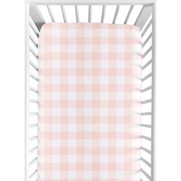 slide 2 of 6, Pink Buffalo Plaid Check Collection Girl Fitted Crib Sheet - Blush and White Shabby Chic Woodland Rustic Country Farmhouse