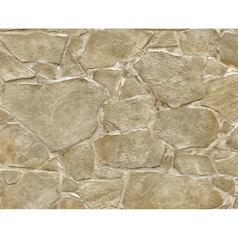 Harry & Grace Faux Fieldstone Peel and Stick Natural Wall Backdrop Panel - 20.5 in. W x 9 ft. L - Caramel