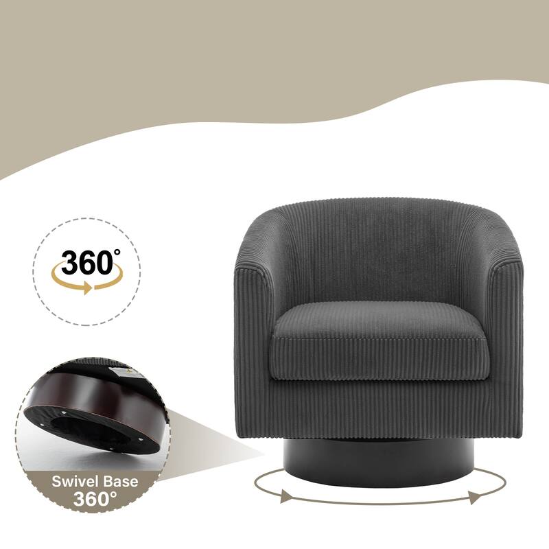 Modern Upholstered Barrel Chair Swivel Accent Chair for Living Room