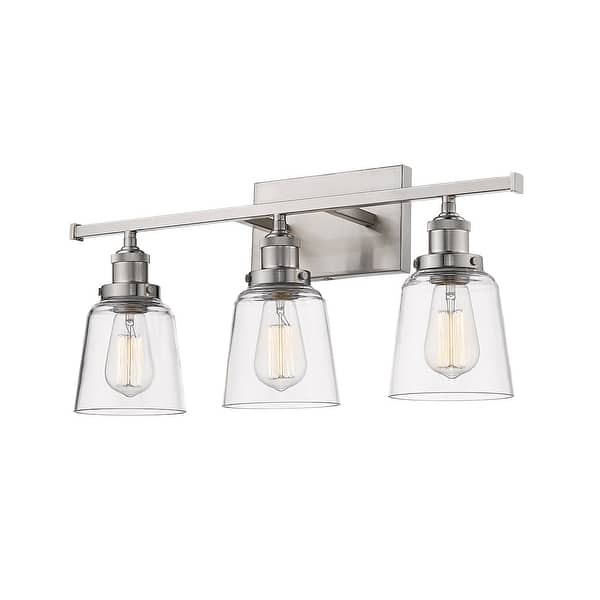 3Light Nickel Bath Bar Vanity Light with Clear Glass Bed Bath