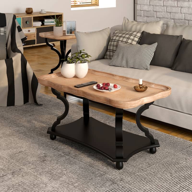 COZAYH Rustic Farmhouse Cottagecore Coffee Table