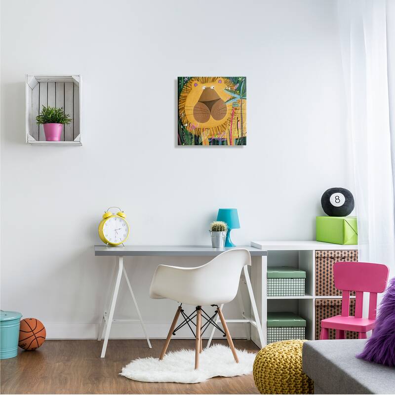 Stupell Tiger in Tropical Jungle Kids' Safari Animal Canvas Wall Art - Yellow