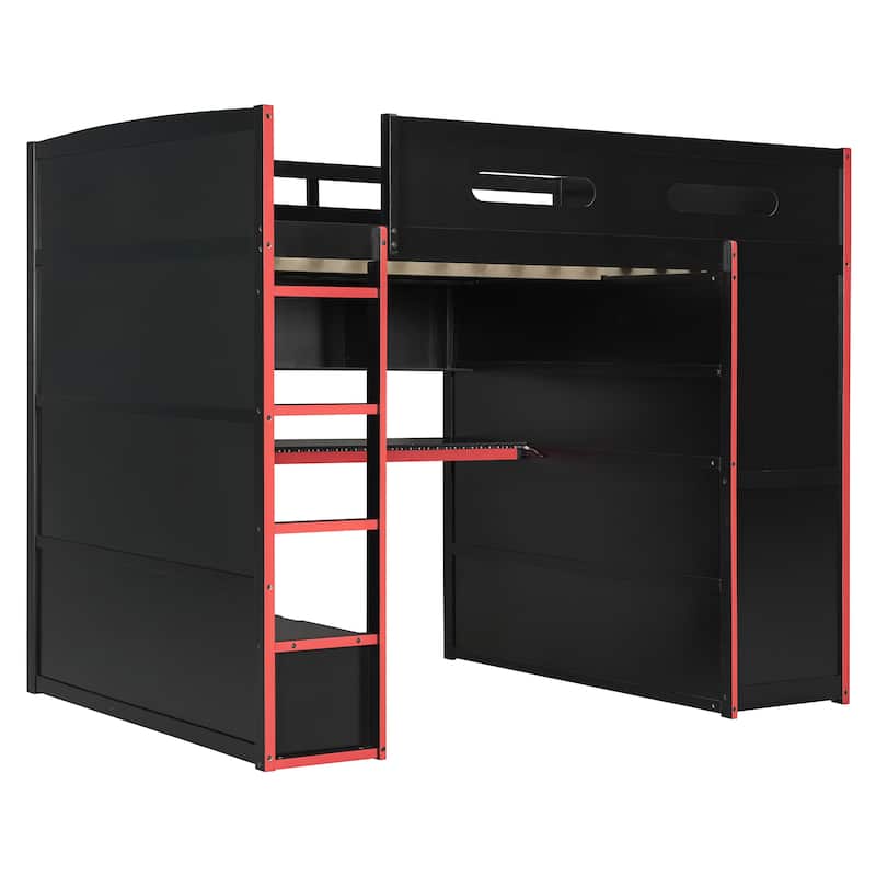 Ultimate Gamer’s Loft Bed with Desk, Storage, and RGB LED Lights by Harper&Bright Designs