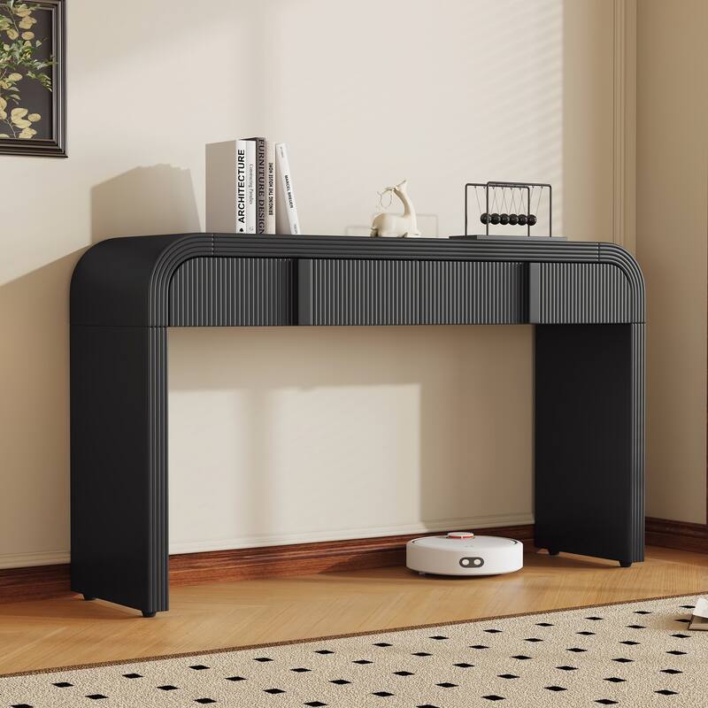 Modern Console Table with 2 Storage Drawers(Black)