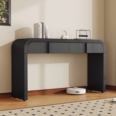 Modern Console Table with 2 Storage Drawers(Black)
