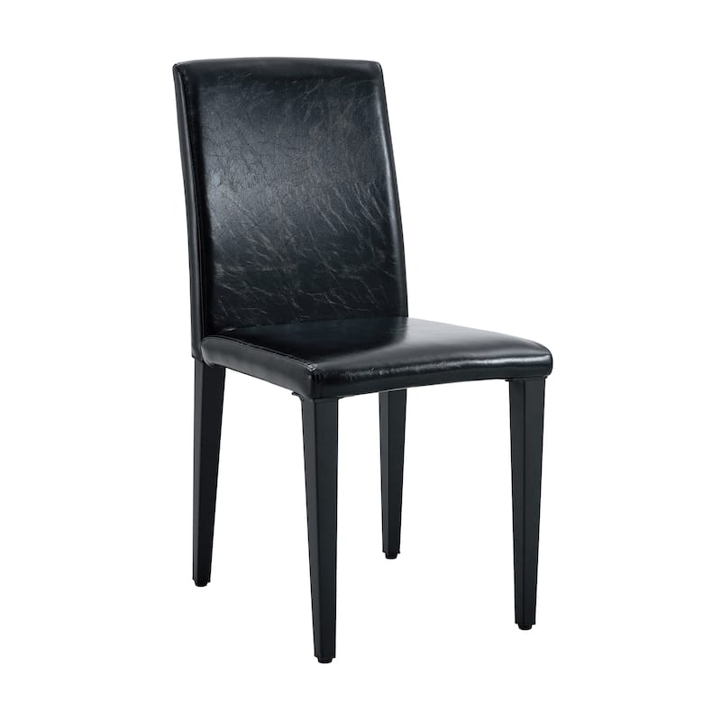 Leather Dining Chair Set of 2 High Back Armless Side Chair Soft Cushion Chair with Metal Legs for Living Room Kitchen