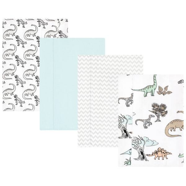 slide 1 of 1, Hudson Baby Cotton Flannel Burp Cloths, Neutral Dino World 4-Pack, One Size - Neutral Dino World 4-Pack - One Size One Size - Neutral Dino World 4-Pack