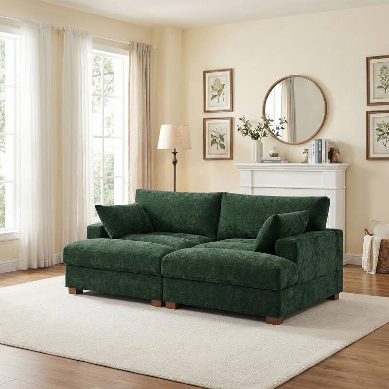 82.5"W Chenille Upholstered Sectional Modular Sofa With Chaise