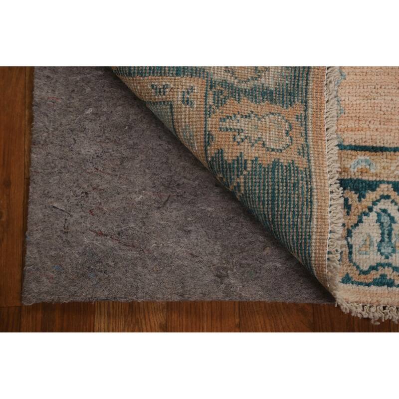 Hand Knotted Oriental 100% Wool Carpet Transitional Geometric Peach Oushak Area Rug - 2' 11'' X 2' 0''