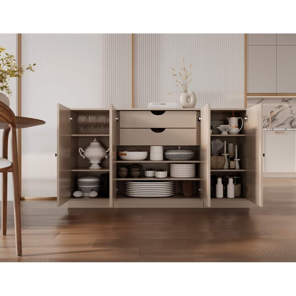 Palace Imports 100% Solid Wood 65" Sideboard with Solid Doors, 2-Drawers and Adjustable Shelves