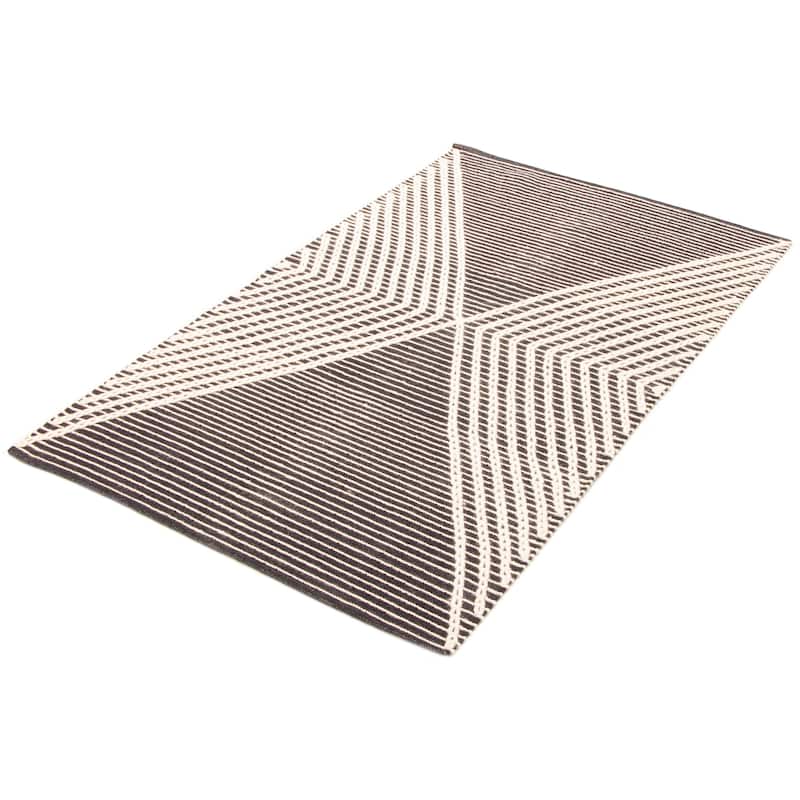 ECARPETGALLERY Braid weave Sienna Black Wool Rug - 4'9 x 7'9