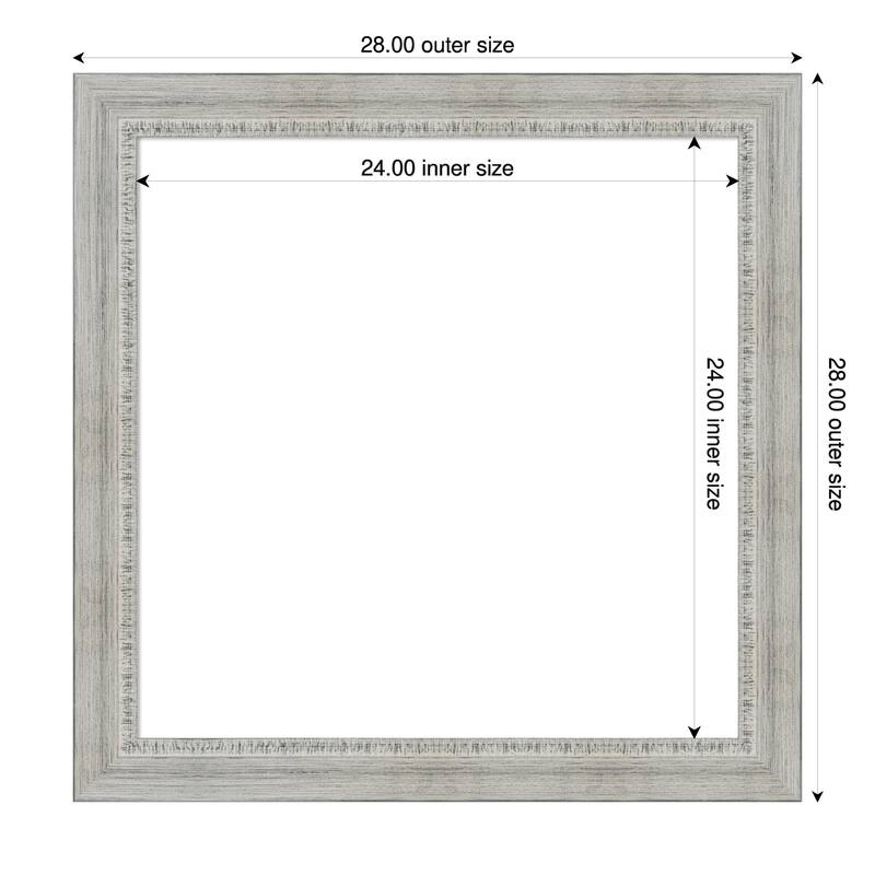 Amanti Art Rustic White Wash Framed Dry Erase Magnetic Board - 28 x 28 in