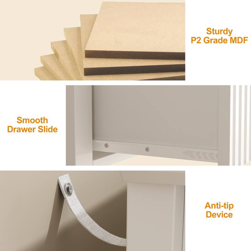 Fluted Console Table with 3 Drawers