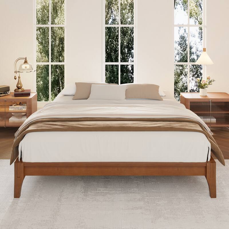 12 Inch Queen Size Solid Dry Bamboo Wood Platform Bed Frame