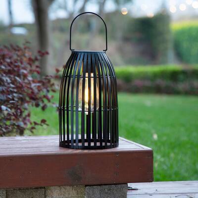 Glitzhome 9.75"H Metal Woven Solar Powered Outdoor Hanging Lantern