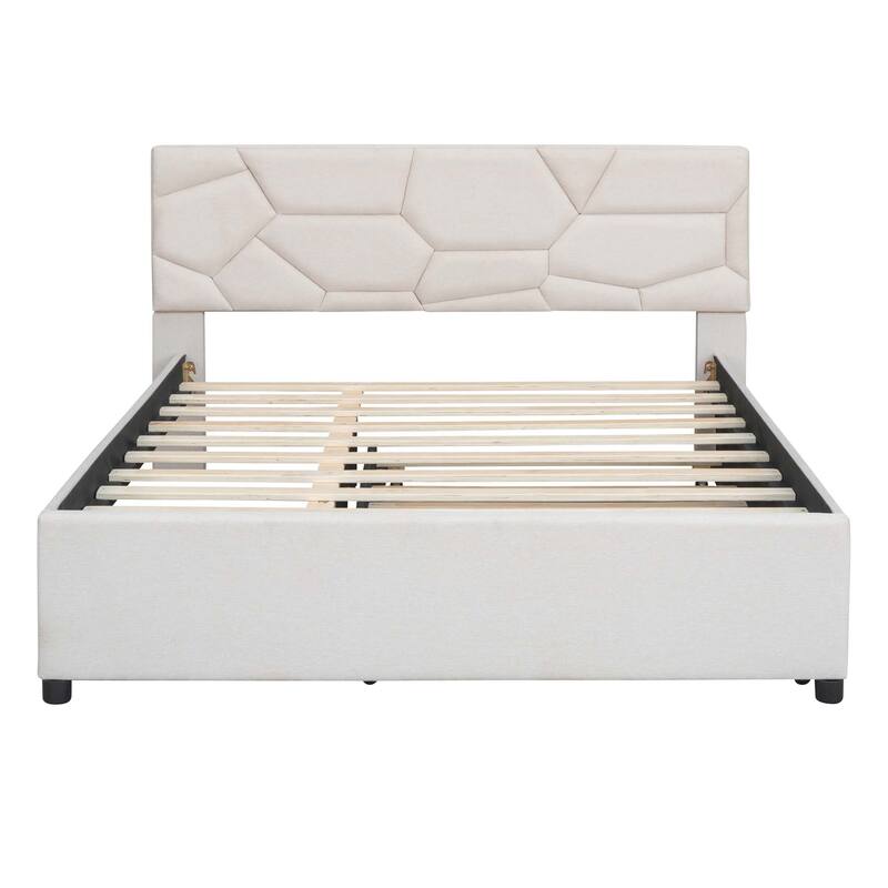 Brick Pattern Platform Bed with Trundle