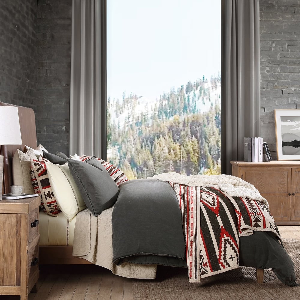 Hiend Accents Stonewashed Cotton Canvas Vintage Chic 3 Piece Duvet Cover Set