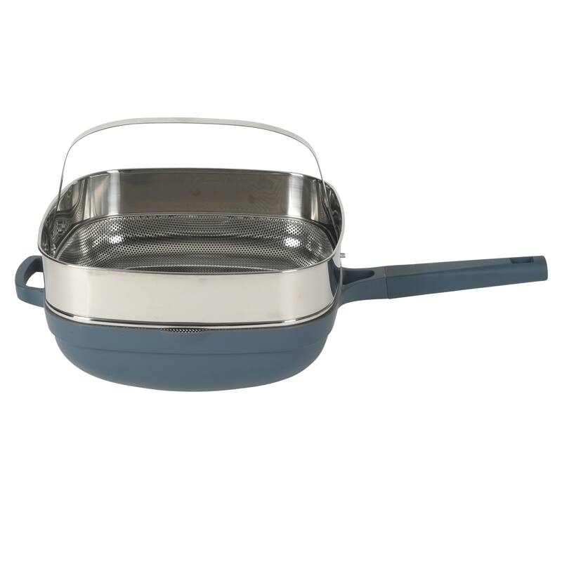Crock Pot Northvale 5.3 Quart Ceramic Nonstick Sauté Pan with Steamer Basket & Lid, Cast Aluminum Induction Base