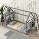 preview thumbnail 3 of 16, Twin Size Wood House Bed with Storage Shelf & Hanger, Kids Bedroom Set