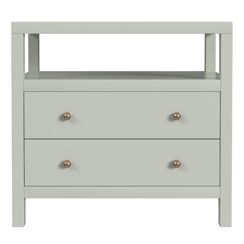 Nora 2-Drawer Wood Wide Nightstand