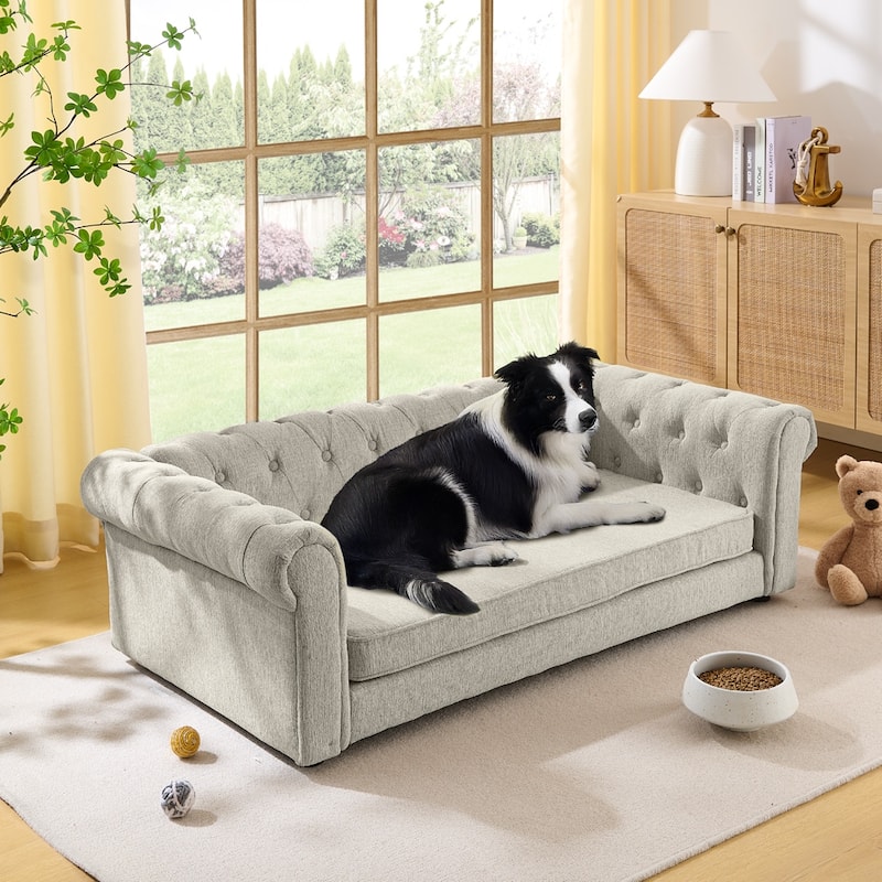 Elegant Rectangular Pet Sofa Bed for Dogs Up to 130lbs