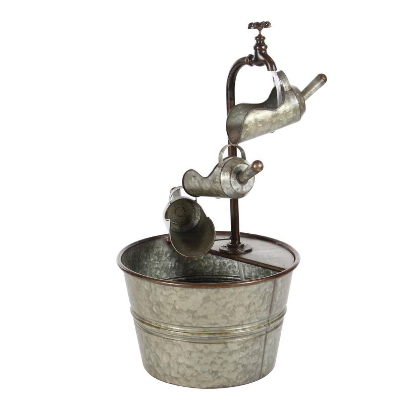 Metal Fountain with Watering Cans - Gray - Roche River Decor