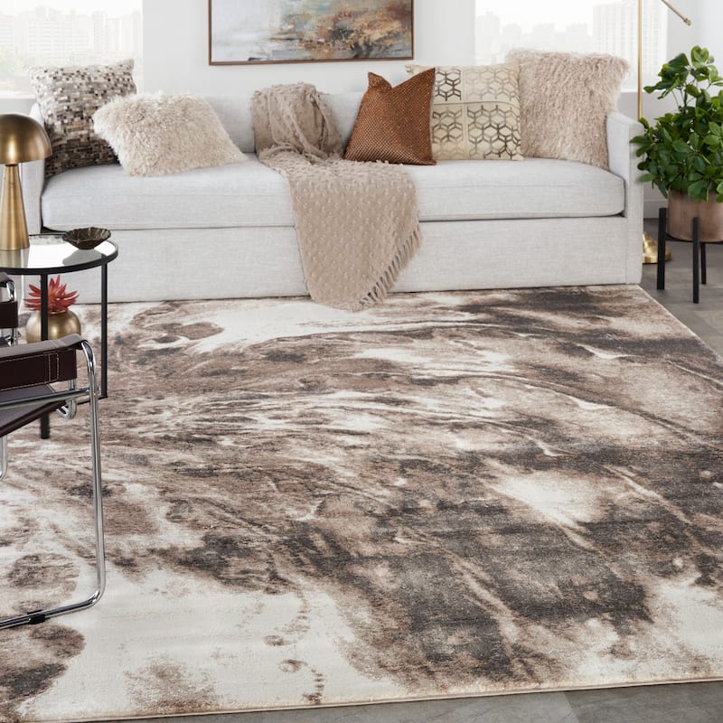 American Manor Contemporary Abstract Area Rug - 9' x 12' - Iv/Mocha - Rectangle