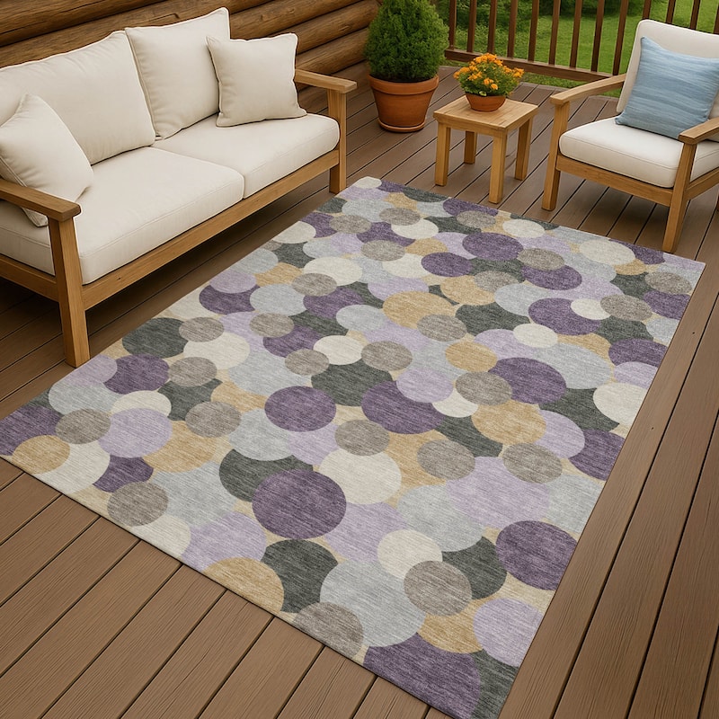 Machine Washable Indoor/ Outdoor Mucho Bubbles Chantille Rug - Plum - 3' x 5'