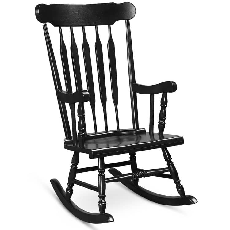 Rocking Chair with Solid Wooden Frame for Garden and Patio - 25.5" x 32.5" x 46.5"(L x W x H)
