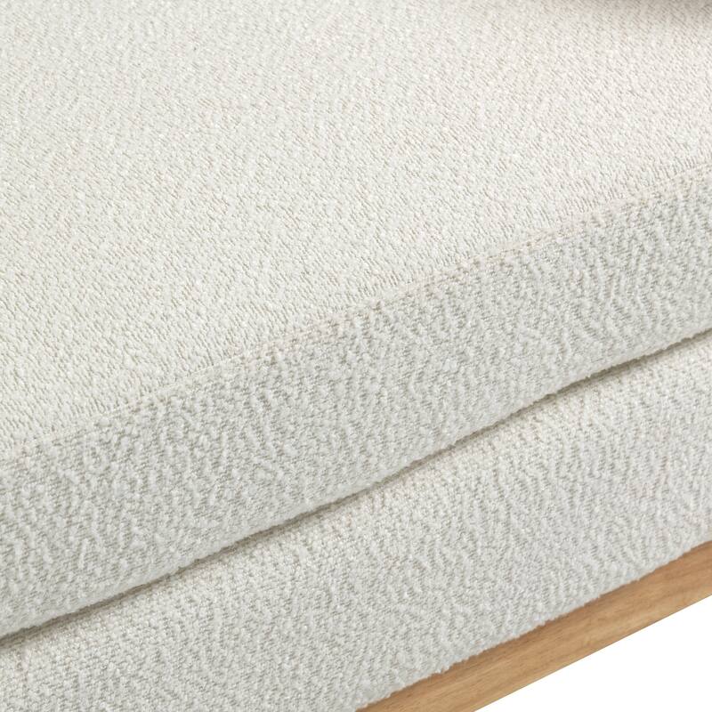 54.3"W Elegant Upholstered Bench, Ottoman with Wood Legs & 2 Bolster Pillows for End of Bed, Bedroom, Living Room, Entryway