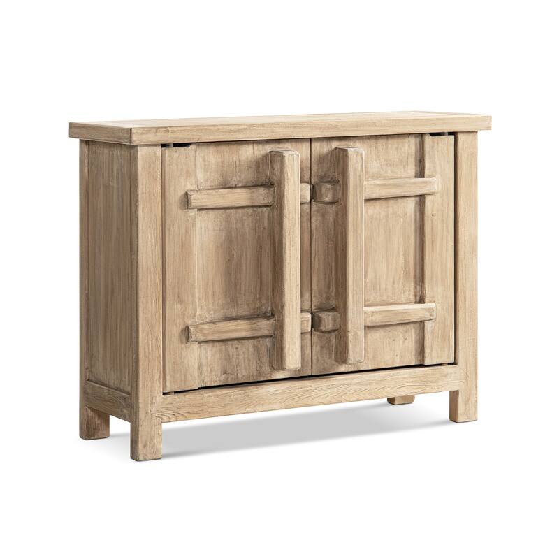 Jennifer Taylor Home Rowan 48" Solid Reclaimed Elm 2-Door Crossbar Accent Storage Cabinet