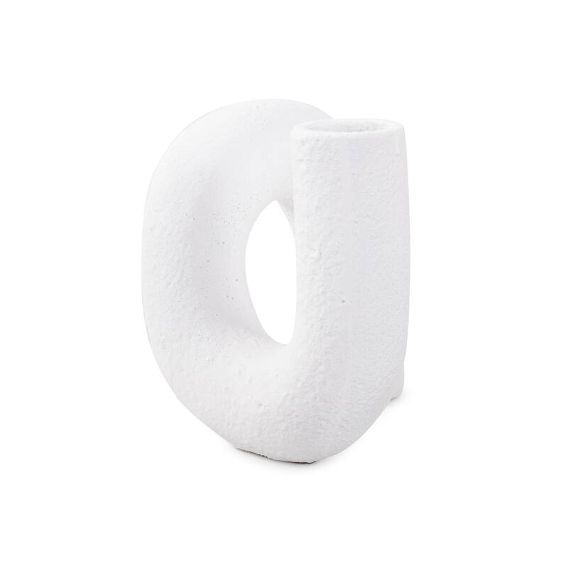 White Abstract Curved Tube Vase Tall