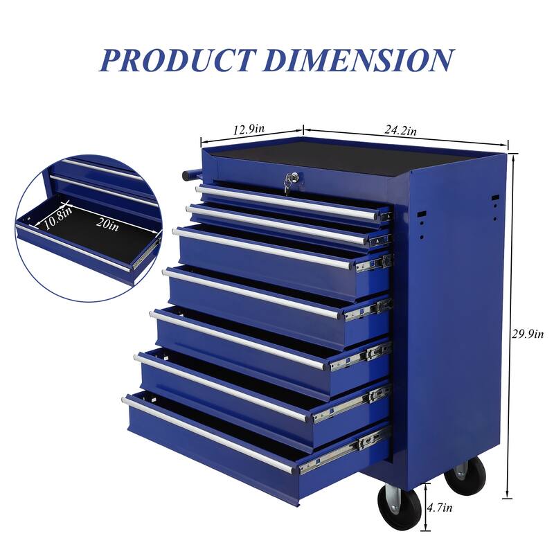 7 Drawers Locking Rolling Tool Chest with Wheels,Mechanic Tool Cart With Drawers for Garage